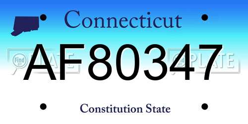 AF80347 Connecticut License Plate