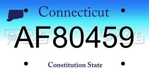 AF80459 Connecticut License Plate