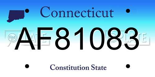 AF81083 Connecticut License Plate