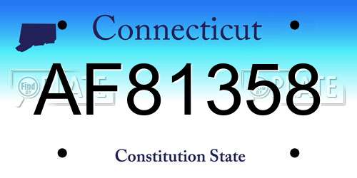 AF81358 Connecticut License Plate