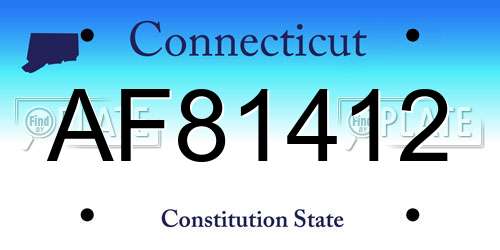 AF81412 Connecticut License Plate