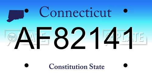 AF82141 Connecticut License Plate