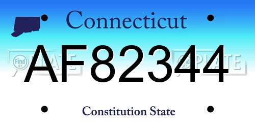 AF82344 Connecticut License Plate