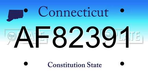 AF82391 Connecticut License Plate