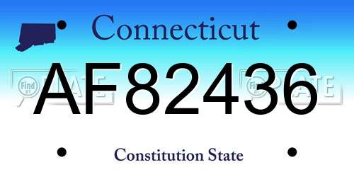 AF82436 Connecticut License Plate