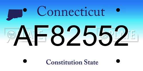 AF82552 Connecticut License Plate