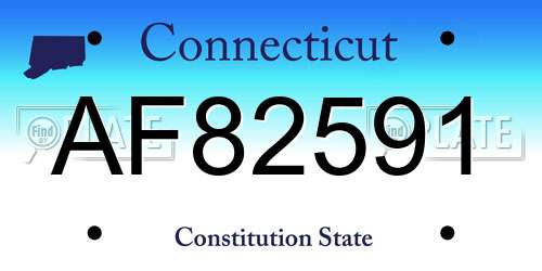 AF82591 Connecticut License Plate
