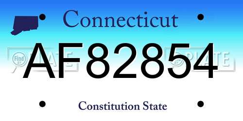 AF82854 Connecticut License Plate