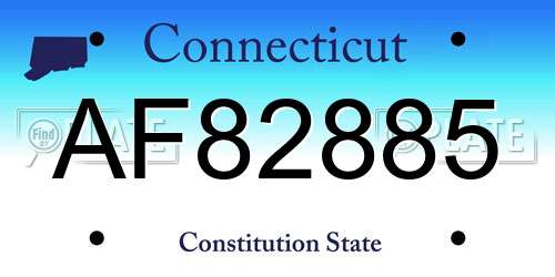 AF82885 Connecticut License Plate