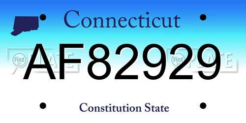 AF82929 Connecticut License Plate