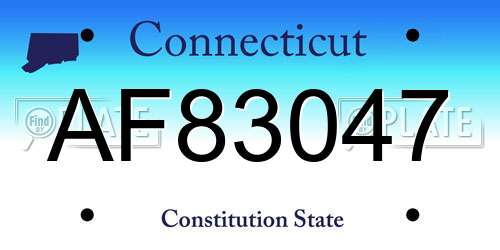 AF83047 Connecticut License Plate