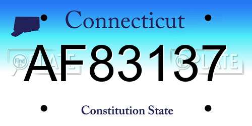 AF83137 Connecticut License Plate