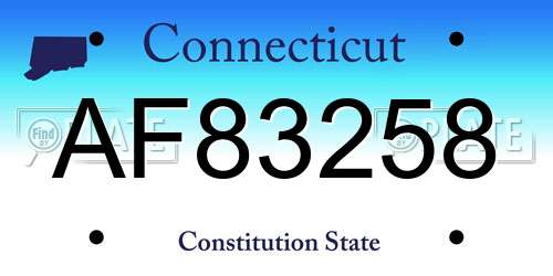 AF83258 Connecticut License Plate