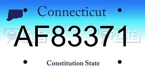 AF83371 Connecticut License Plate
