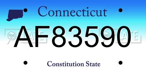AF83590 Connecticut License Plate