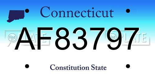 AF83797 Connecticut License Plate