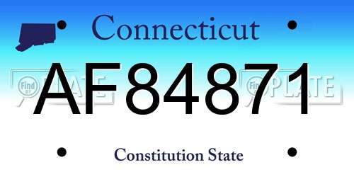 AF84871 Connecticut License Plate