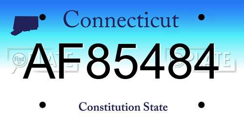 AF85484 Connecticut License Plate