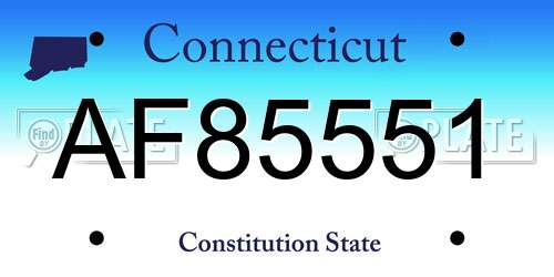 AF85551 Connecticut License Plate