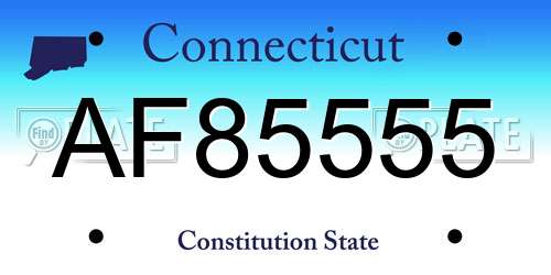 AF85555 Connecticut License Plate