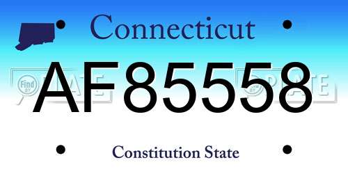 AF85558 Connecticut License Plate
