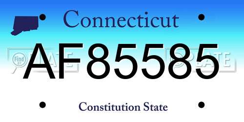 AF85585 Connecticut License Plate
