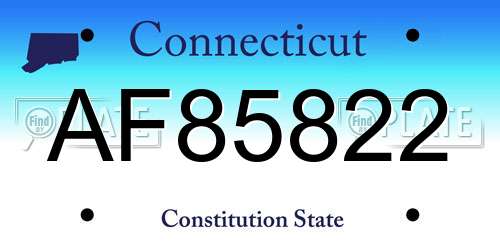AF85822 Connecticut License Plate