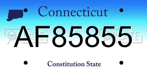 AF85855 Connecticut License Plate