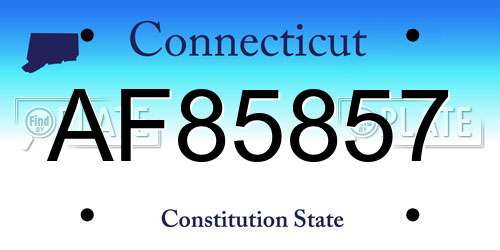 AF85857 Connecticut License Plate
