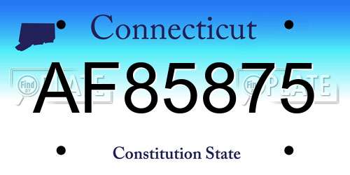 AF85875 Connecticut License Plate