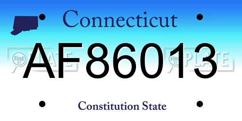 AF86013 Connecticut License Plate