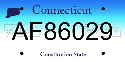 AF86029 Connecticut License Plate