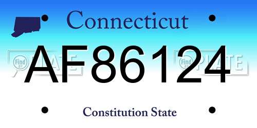 AF86124 Connecticut License Plate