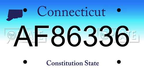 AF86336 Connecticut License Plate