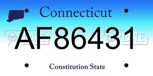 AF86431 Connecticut License Plate