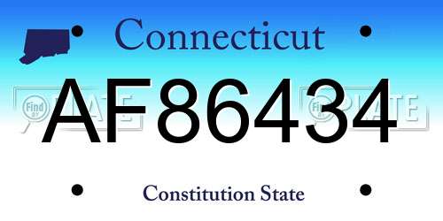 AF86434 Connecticut License Plate