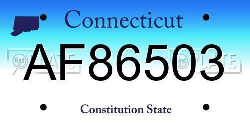 AF86503 Connecticut License Plate