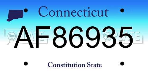 AF86935 Connecticut License Plate