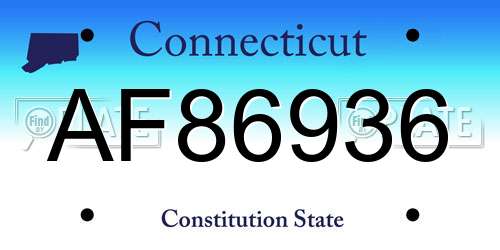 AF86936 Connecticut License Plate