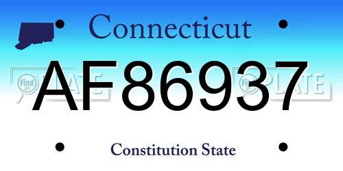 AF86937 Connecticut License Plate