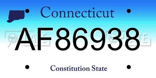 AF86938 Connecticut License Plate
