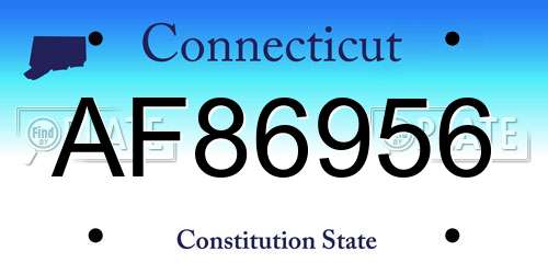 AF86956 Connecticut License Plate