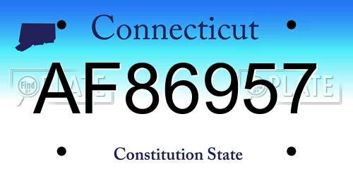 AF86957 Connecticut License Plate