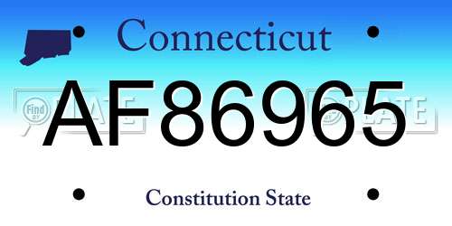 AF86965 Connecticut License Plate