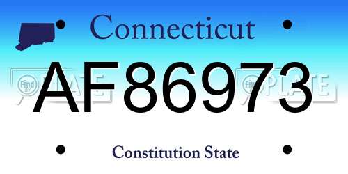 AF86973 Connecticut License Plate