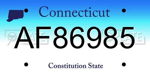 AF86985 Connecticut License Plate