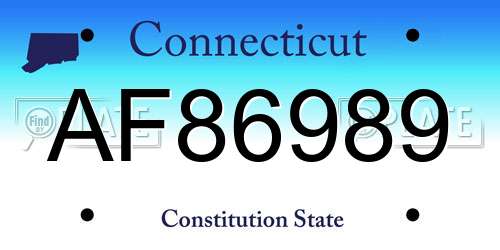 AF86989 Connecticut License Plate