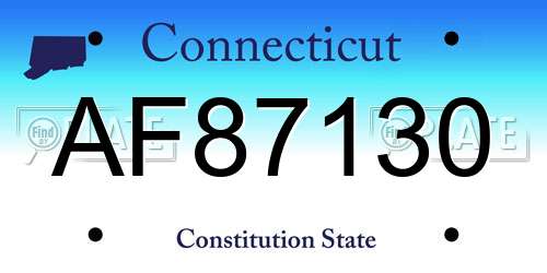 AF87130 Connecticut License Plate