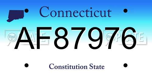 AF87976 Connecticut License Plate
