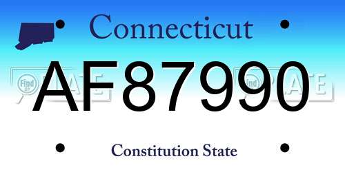 AF87990 Connecticut License Plate